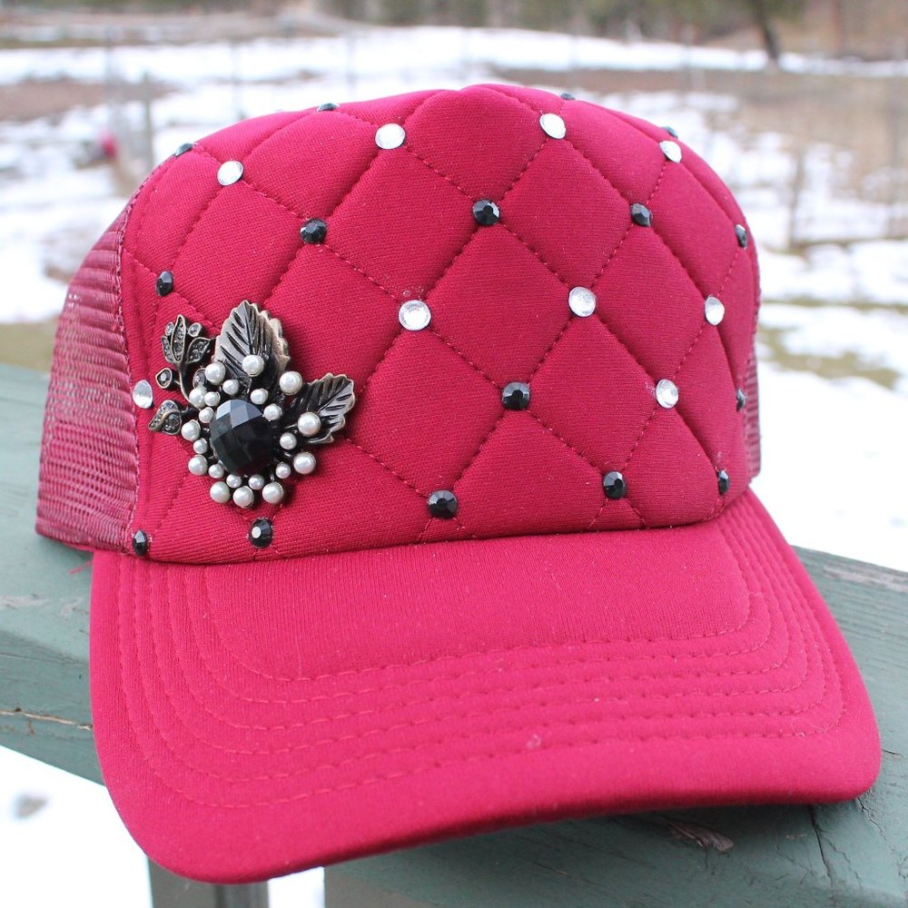NEW Maroon w/ Bling Trucker Hat - Handmade